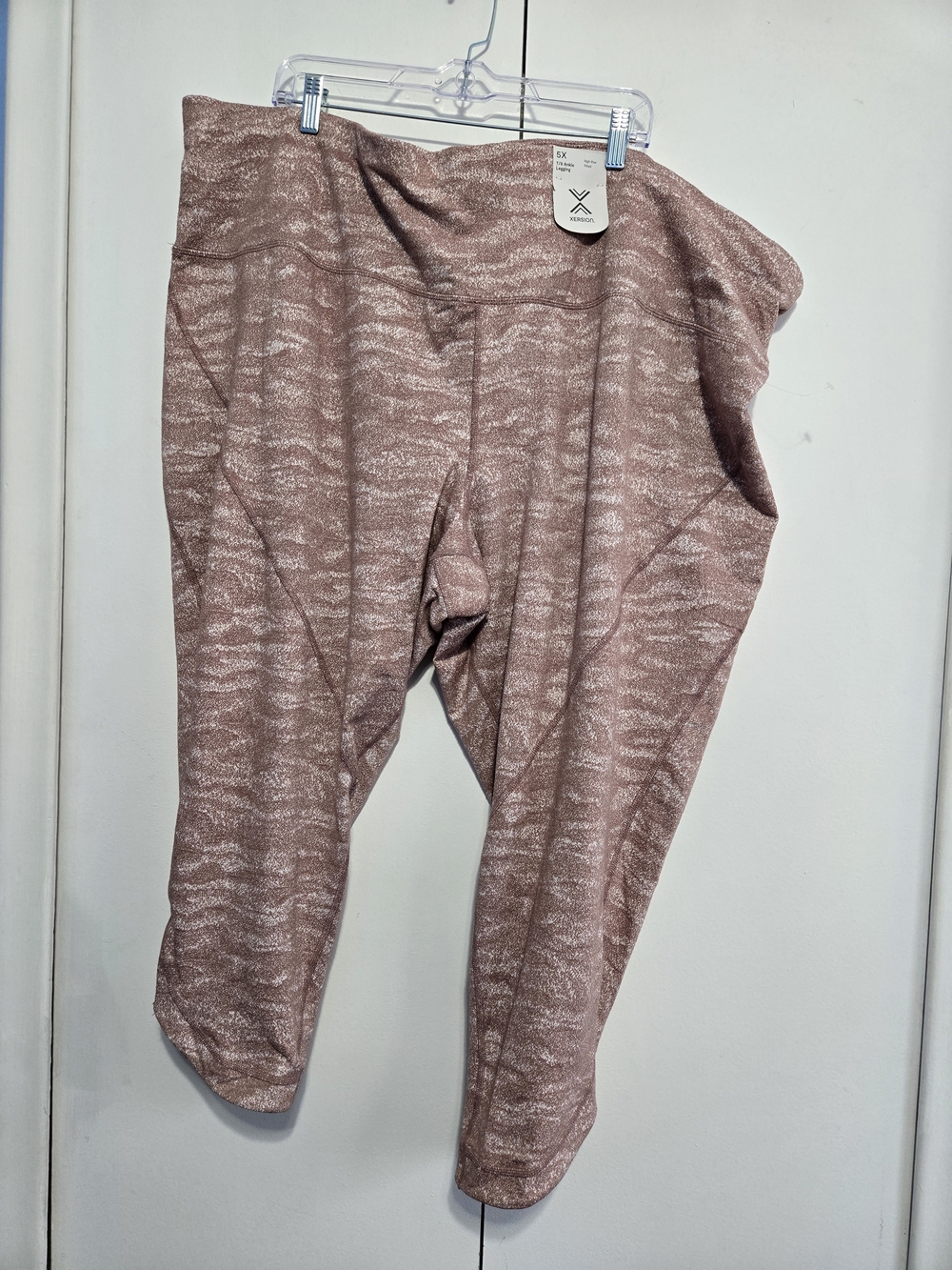NWT Xersion‎ 5X High Rise 7/8 Ankle Leggings Pink Space Dye Plus Size